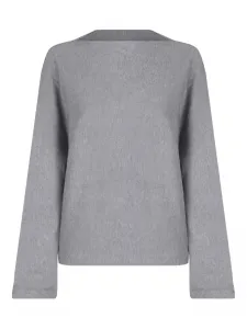 Джемпер с вырезом-лодочкой и широкими рукавами Vince, серый