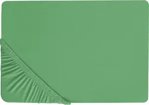 Простыня на резинке BELIANI, зеленый хлопок, 200 x 200 см, с высоким карманом, эластичная резинка, высота кармана 30 см, современный, для матраса, аксессуар для мебели для спальни Beliani