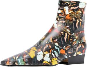 Женские модные ботильоны Zszszsu с квадратным носком, удобным толстым низким каблуком, короткие ботинки на молнии сбоку, для платья, вечеринок, на осень и зиму, размер 4-16 US, Butterfly Print