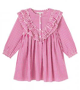 Платье из клетчатой хлопковой ткани Konges Sløjd, Sangria/Butter Check