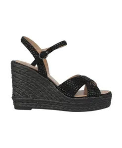 Плетеные туфли на танкетке с жемчугом Alma En Pena, черный