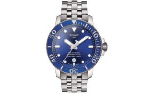 Часы Tissot Seastar 1000 Powermatic 80, арт. T120.407.11.041.00, серебристый/синий