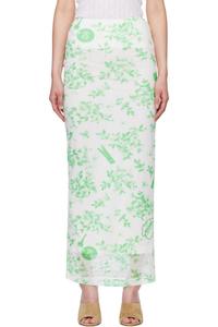 Юбка-макси с сетчатым принтом зеленого и белого цветов Moschino Jeans