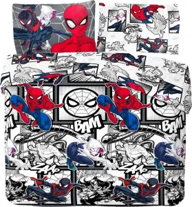 Постельное белье с изображением Человека-паука и комиксов, двустороннее TC174 (двуспальная кровать) (красный/серый/черный) MARVEL
