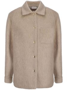 Дубленка с аппликацией логотипа Moncler, серый