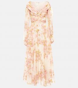 Платье из шелкового жоржета с цветочным принтом и рюшами Giambattista Valli, Floral