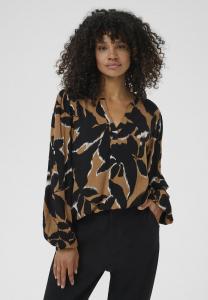 Блуза Kaffe BEATE AMBER, Toasted Coconut Black Flower/Brown