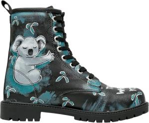 Женские высокие ботинки DOGO - веганская кожа и уникальный дизайн, зимние женские ботинки, удобные и стильные, Koala Hug Black