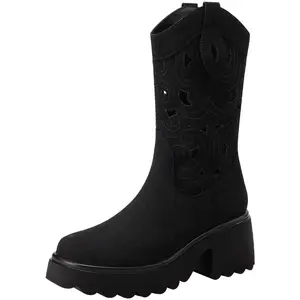 Mulinsen Женские черные ботинки на каблуке 7 см, цвет Black