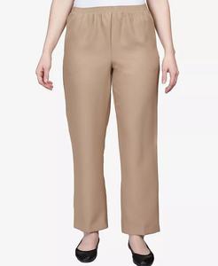 Классические прямые брюки без застежки в цвете Petite и Petite Short Alfred Dunner, бежевый