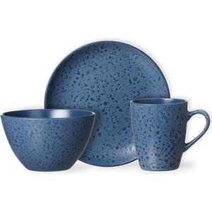 Набор посуды для завтрака Service, Kitwe (тарелка, миска, кружка) с реактивной глазурью, каждый предмет уникален, 12 предметов, на 4 персоны Ritzenhoff & Breker, синий