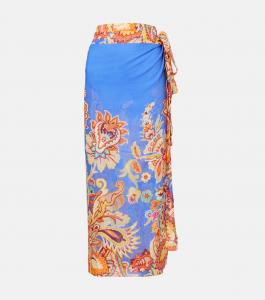 Печатная хлопковая и шёлковая юбка-парео Etro, Stampa F. Do Azzurro