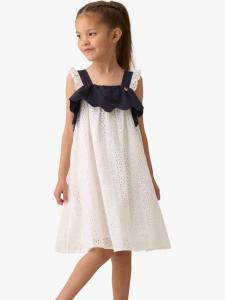 Детское платье с вышивкой из хлопка Angel & Rocket, White/Black