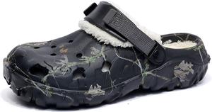 Сабо Armadillo для садоводства для женщин и мужчин, с меховой подкладкой, с памятью формы, теплые пушистые тапочки, зимние водонепроницаемые тапочки для дома и улицы, зимние теплые мягкие домашние тапочки с закрытым носком, унисекс Baimiu, черный