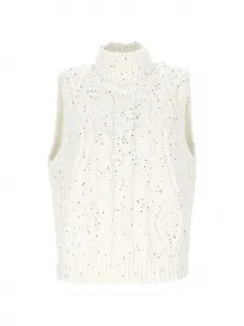 Вязаный жилет с пайетками Lorena Antoniazzi, белый