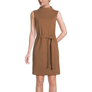 Женское трикотажное платье без рукавов с воротником-стойкой Lands End Lands' End, цвет Warm Tawny Brown