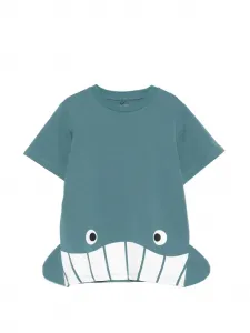 Футболка с принтом «Акула» Stella McCartney Kids, зеленый