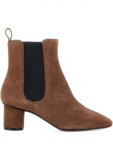 Замшевые сапоги на блочном каблуке Pollini, коричневый