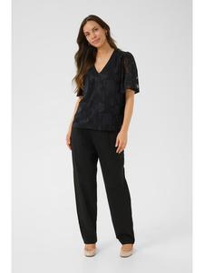 Блузка с короткими рукавами CRYana, стандартный крой, цвет Pitch Black Cream