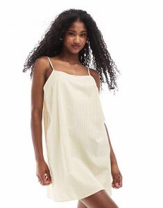 Мини-платье ASOS DESIGN из поплина с трапециевидным лифом и бретельками в желтую полоску