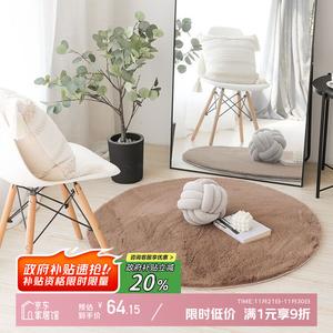 Y U-LIVE Ковер круглый 120 см из искусственного кроличьего меха, длинный ворс, светлый люкс, для спальни в скандинавском стиле, темно-верблюжий