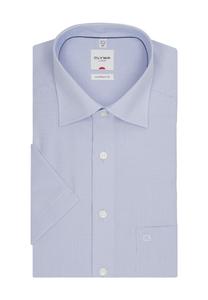 Рубашка деловая Люксор, короткий рукав, комфортного кроя, в клетку, мужская OLYMP, цвет Bleu