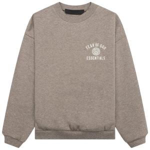 Детская флисовая толстовка с круглым вырезом Fear of God Essentials, серый