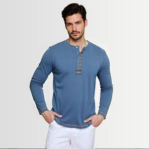 Мужская футболка хенли с длинным рукавом, легкая и мягкая Youthup, Light Blue