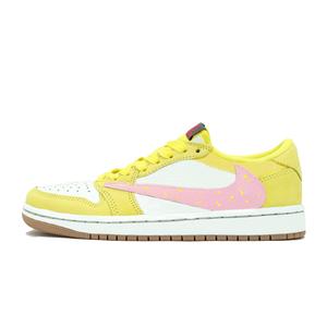 Кроссовки Travis Scott Air Jordan 1 Vintage Basketball Shoes Women's Low-top, желтый