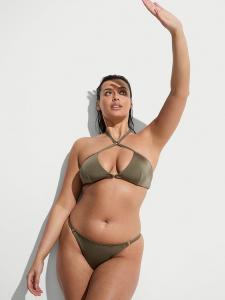 Архивы сексуальный бикини-топ с вырезами и перекрещивающимися бретельками через шею Victoria'S Secret Swim, цвет desert cactus