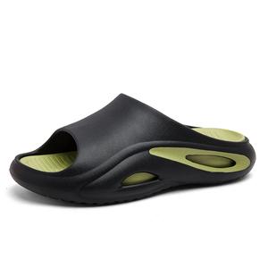 CariteSport EVA бесшумные нескользящие антибактериальные износостойкие быстросохнущие амортизирующие шлепанцы мужские черно-зеленые, цвет Black Green