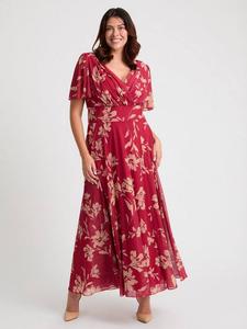 Платье макси Isabelle Floral с рукавами-фонариками Scarlett & Jo, Red/Cream