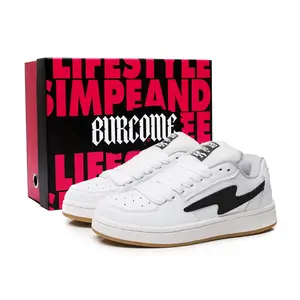 Износостойкие и легкие низкие кроссовки для скейтбординга Unisex BURCOME, черно-белые