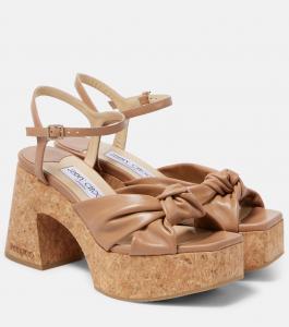 Босоножки на платформе из кожи Heloise 95 Jimmy Choo, Biscuit