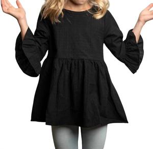 Черная блузка с длинными рукавами и рюшами на пуговицах Adorable Sweetness