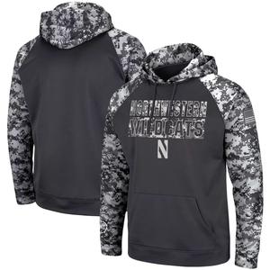Мужской темно-серый пуловер с капюшоном Northwestern Wildcats OHT Military Appreciation Digital Camo Colosseum