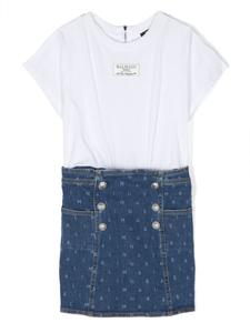 Balmain Kids платье-футболка с логотипом, белый