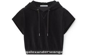 Укороченный кордюровый худи Alexander Wang, черный
