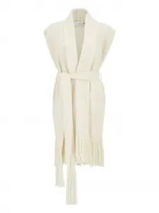 Кашемировый жилет Teagan с бахромой и поясом Gabriela Hearst, нейтральный