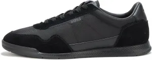 Мужские кроссовки BOSS с кожаными вставками, низкие, черный