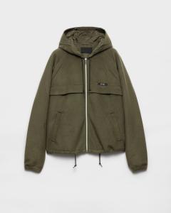 Блузон-куртка с капюшоном из технической ткани Prada, милитари зеленый
