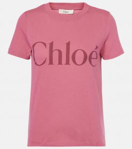 Футболка из хлопкового джерси с логотипом Chloé, Sweet Pink