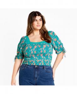 Топ больших размеров с принтом Аврора CITY CHIC, Turquoise