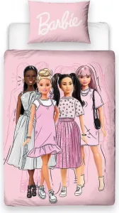 Комплект постельного белья - Figures - двусторонний AG2968 (односпальная кровать) (розовый/белый) Barbie