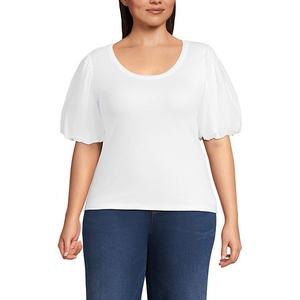Топ с коротким рукавом и круглым вырезом Plus size Lands' End, White