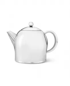 Чайник BREDEMEIJER из нержавеющей стали с двойными стенками, объемом 47 жидких унций, с глянцевой отделкой Legnoart, серебряный