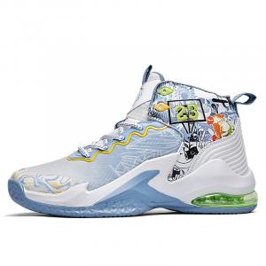 Амортизирующие противоскользящие износостойкие дышащие баскетбольные кроссовки Mid-Top Unisex BANGNEY, бело-синие