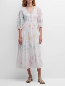 Johnny Was Women Hazel Dolman Вышитое многоуровневое платье миди, мультиколор