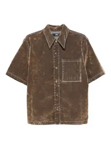 Бархатная рубашка с накладным карманом AMIRI, нейтральный