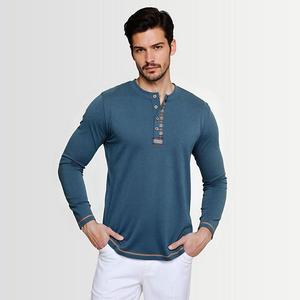 Мужская футболка хенли с длинным рукавом, легкая и мягкая Youthup, Blue